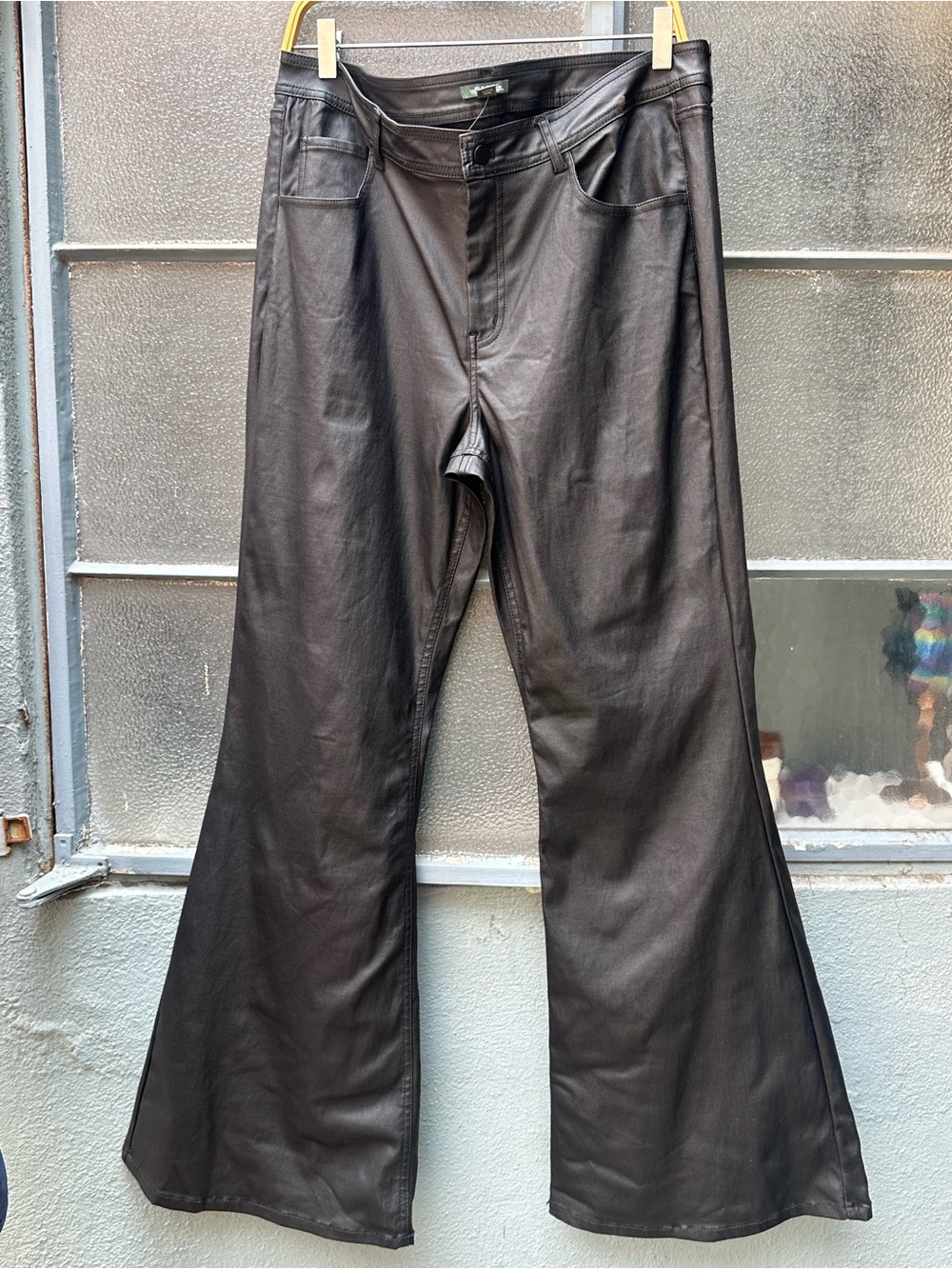 Wild fable Coated Black Shiny Faux Leather Vegan Jeans XL Flare Disco Pants NEW